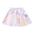 thumbnail image 3 of YONGHS Kids Girls Metallic Skirt Shiny Flared Pleated Skater Miniskirts Dancewear White 5-8, 3 of 7