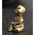 thumbnail image 2 of Mini Portable Retro Brass Little Monk Buddha Zen Statue Pocket Sitting Hand Toy Home Office Desk Decorative Ornament, 2 of 6