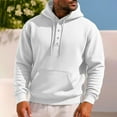 thumbnail image 2 of GuangCheng Mens Henley Hoodies,Solid Color,Casual,Pullover,Sweatshirts with Front Pocket and Drawstring Hooded,White,S, 2 of 6
