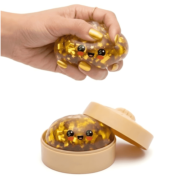 Golden Ticket Squeeze Mystery Dumpling Squishy Toys, "The Biggest Hunt" Money-Eye Bao Bun Fidget with Steamer, Sensory ASMR Fidget Toys for Teens Adults