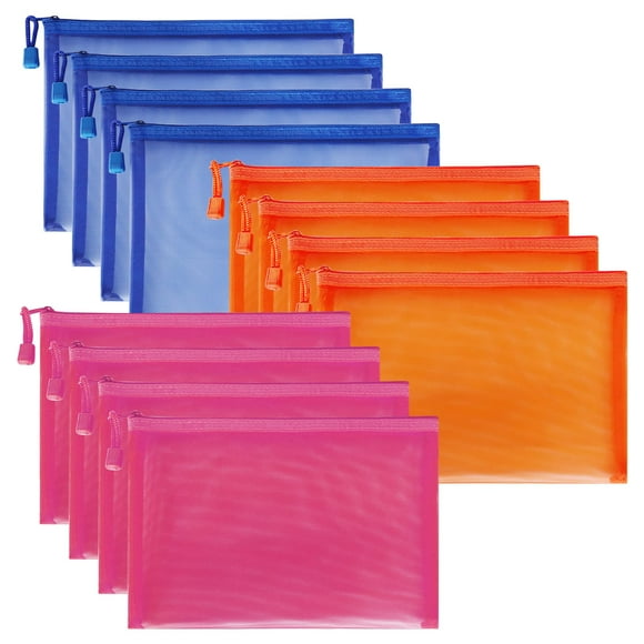 Bolsa de malla de nailon con cremallera Sinzip multicolor A5 (25 x 18 cm) x 12