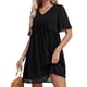 thumbnail image 3 of Mini Vestido corto informal LHCER volante de gasa alta densidad ligero suelto manga corta para fiestas compras en la playa Negro XL, 3 of 5