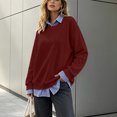 thumbnail image 6 of Dpjklzsn Women's Faux Layered Sweatshirt, Striped Collared Shirt Hem Long Sleeve Crewneck Pullover, Relaxed Casual Top, 6 of 9