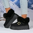 thumbnail image 2 of SYMOID Womens Black Winter Snow Boots - Platform Ankle Boots with Faux Faux Fur Collar Fleece Lined Warm & Anti-Slip Rubber Sole Gold Buckle,Size 39, 2 of 9