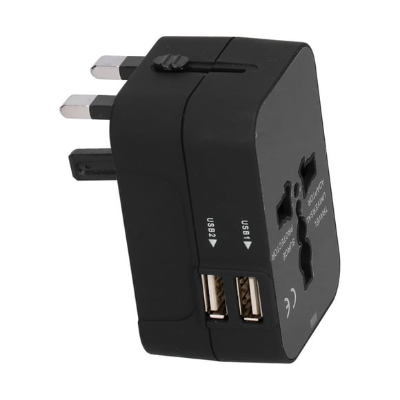 Travel Adapter, ABS Power Adapter Plug Compact Body for Travel Plug Converter for Household Black