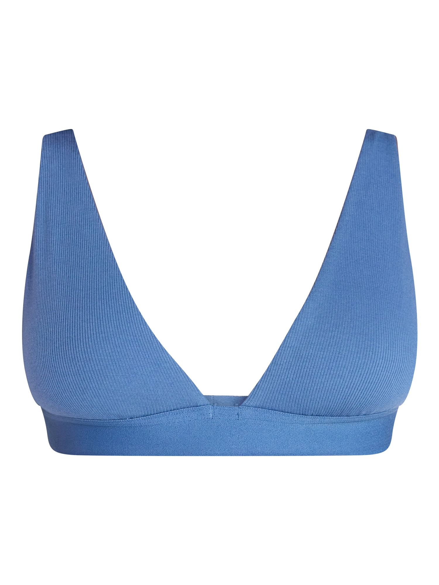 No Boundaries Cotton Stretch Ribbed Wirefree Plunge Bra, Women’s XS-3XL