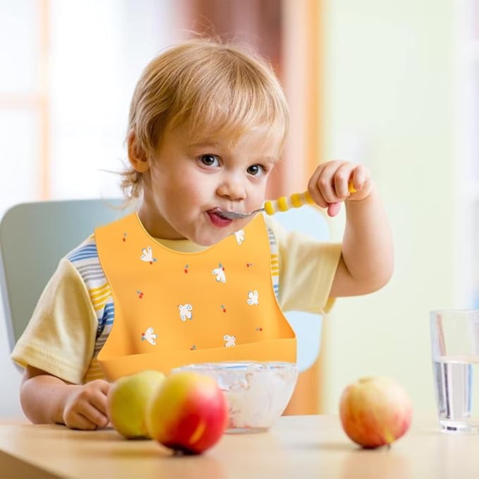 Baby Bibs Silicone Feeding Bibs, Baby Bibs Silicone Bibs 3pcs for Feeding and Adjustable Waterproof Bibs