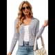 thumbnail image 3 of Cárdigan de Punto con Cuello en V, Larga y Botones para Mujer, Gris, Talla S, 3 of 9