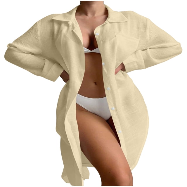 Camisas de Manga Larga Sólidas para Mujeres Moda de Manga Larga Blusas Sólidas Cuello en V Longitud Regular Poliéster Casual