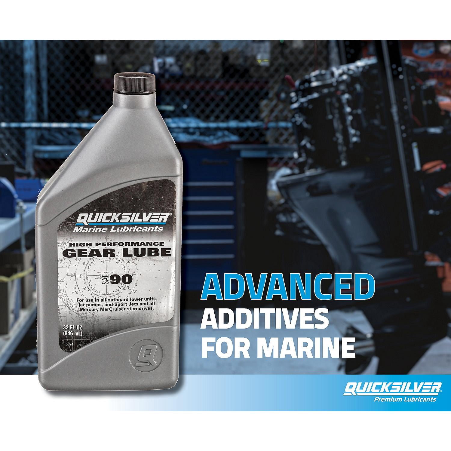 Quicksilver SAE 90 High Performance Gear Lube and Pump Kit for Outboards and Sterndrives, 32oz