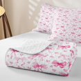 thumbnail image 4 of Manfei Pink Polkadot Bow Bed Spread Queen,Kawaii Heart Print Queen Coverlet Set,3-Piece,1 Quilt and 2 Pillowcases, 4 of 7