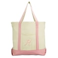thumbnail image 2 of DALIX Women's Personalized Shopping Tote Bag Monogram Pink Ballent Zippered Letter H, 2 of 8