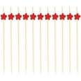 thumbnail image 1 of EeaseMX 100 palillos desechables de bambú con diseño de estrella para frutas, cócteles, bebidas, fiestas, tenedores de bambú (rojos), 1 of 7