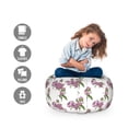thumbnail image 2 of Floral Storage Toy Bag Chair, Rhythmic Romantic Blooming Peony Buds on Plain Background, Stuffed Animal Organizer Washable Bag, Small Size, Pale Pink Fern Green, by Ambesonne, 2 of 3