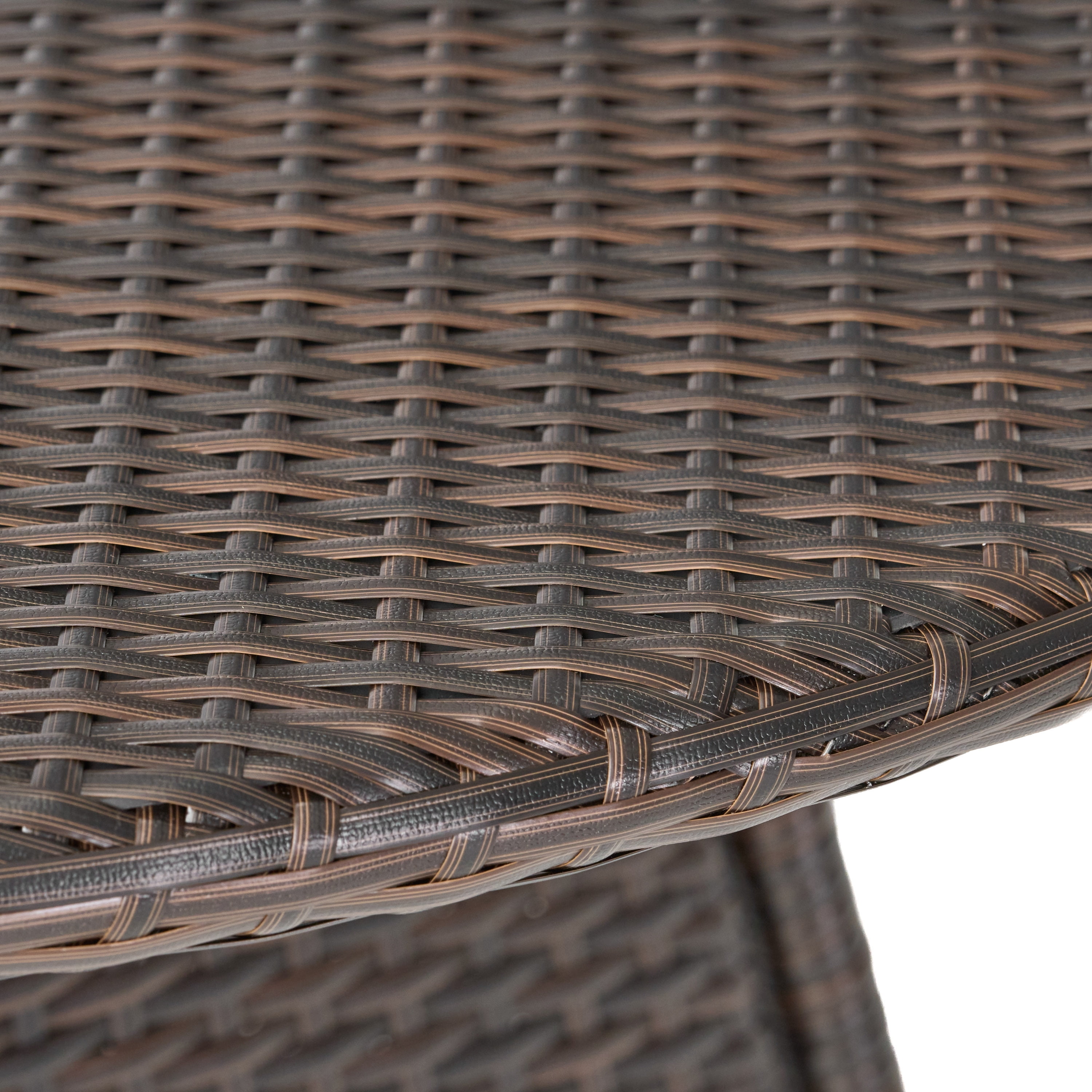 Outdoor Woven Surface Rectangular Dining Table, Large Household Desktop for Patio Garden, Multi Brown