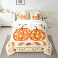 thumbnail image 2 of Manfei Orange Pumpkin Bedding Sets King Size, Fall Harvest Bed in a Bag King size, Maple Plant Botanical Comforter Sets with Sheets, Microfiber Bedroom Decor, 7-Piece, 2 of 7