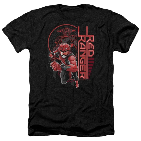 Power Rangers Heather T-Shirt Red Ranger Black Tee