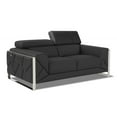 thumbnail image 2 of 75" Dark Gray Italian Leather and Chrome Love Seat, 2 of 5