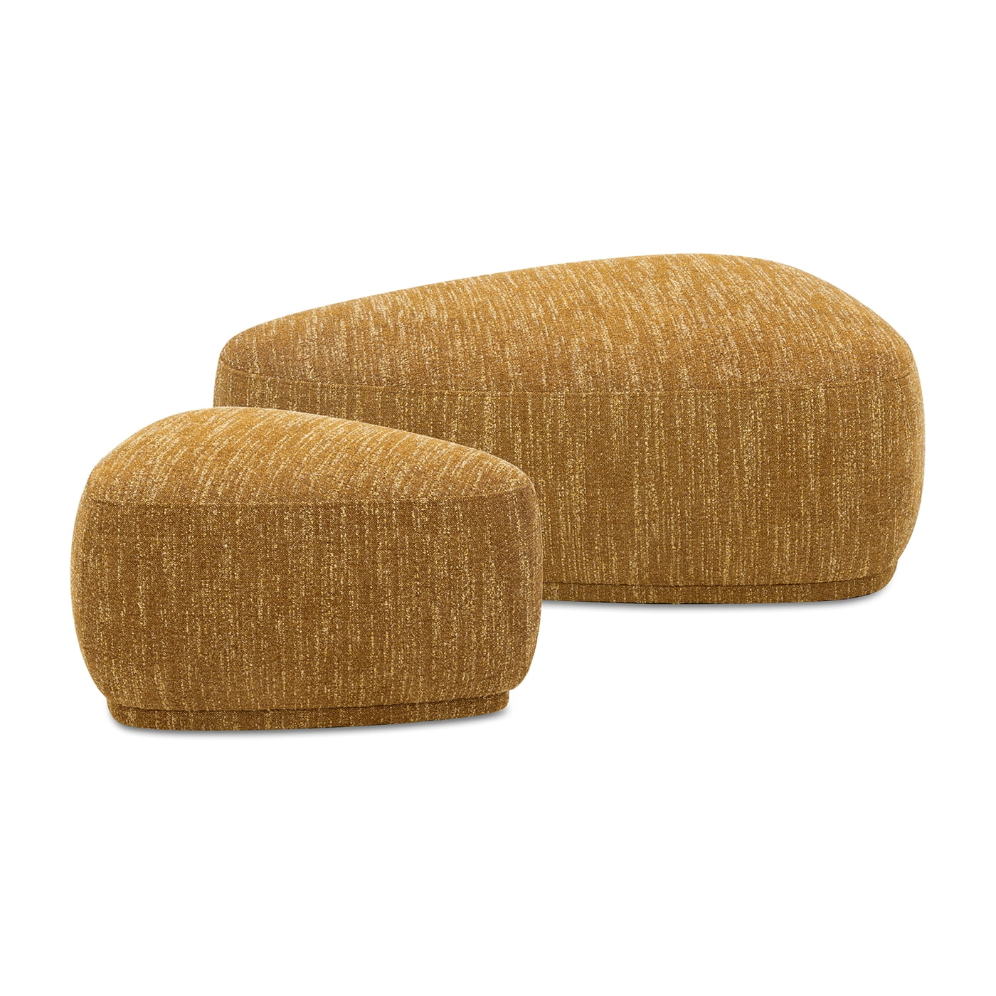 Jennifer Taylor Home Pebble 44" & 26" Rounded Triangle Cocktail Ottoman Set, Mustard Yellow Tweed