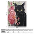 thumbnail image 4 of COMIO Lightweight Black Cat and Watercolor Flower Flannel Blanket White, 4 of 6
