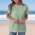 thumbnail image 2 of Liquidation! Hauts Grande Taille pour Femmes, Blouse à Manches Courtes d'Été pour Femmes, Haut Décontracté Uni à Col Rond et Manches Courtes pour Femmes, 2 of 5