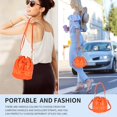 thumbnail image 4 of Sunyuer Women Mini Drawstring Bucket Bag, Letter Print PU Leather Handbag, Fashion Detachable Adjustable Strap Crossbody Shoulder Purse for Daily Travel, 4 of 9