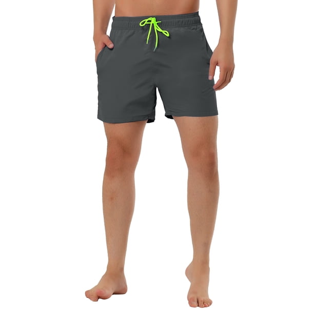 Pantalones cortos de verano para hombres INSPIRE CHIC, pantalones cortos de playa, forro de malla sólido, cintura con cordón, pantalones cortos de natación 32 gris