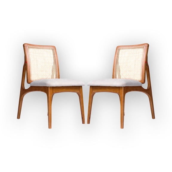 WanKaMom Kitchen Rattan Dining Chairs Set of 2, Solid Wood Cane Back Chairs