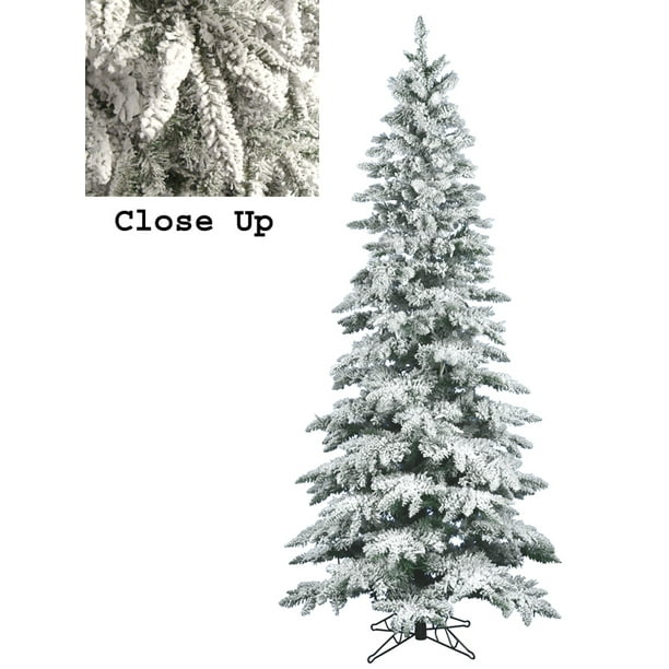 9' Snow Flocked Layered Utica Fir Slim Artificial ...
