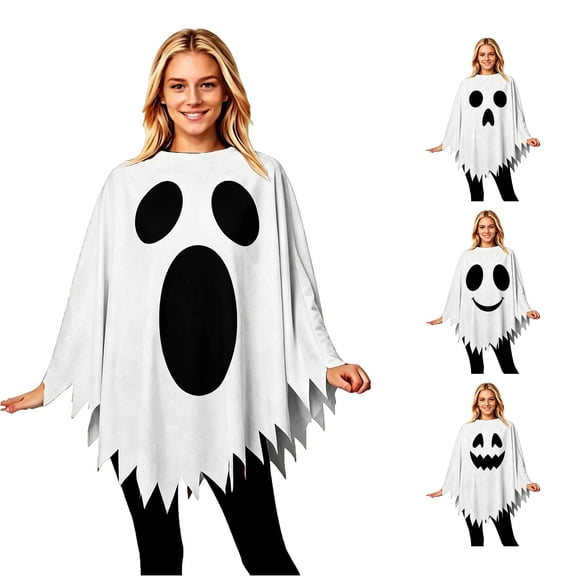 DHFJKG Women Ghost Poncho Halloween Spooky Ghost Cape For Women Halloween Party Accessory