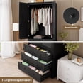 thumbnail image 6 of Soonbuy Wardrobe Closet with Drawers, 69.5" Wooden Wardrobe Cabinet with Hanging Rod, 2 Doors Clothing Storage Cabinet for Bedroom, Large Capacity Storage, Louvered Door, 6 of 8