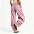 thumbnail image 6 of RUTAYY Women's Pants Knit Lace Capris Solid Color With Pockets Drawstring Elastic Waist Daily Wear Trendy Trip Trousers, 6 of 6