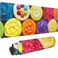 thumbnail image 1 of Brightly Colored Cupcakes Gaming Mouse Pad Large Desk Keyboard Pad (31.5" x 11.8") with NonSlip Rubber Base and Stitched Edges, Fun and Functional for Home and Office, 1 of 6