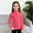 thumbnail image 5 of XIMIN Kids Girls Solid Color Ribbed Knitted Shirts Mock Neck Tee Top Turtleneck Long Sleeve Basic Fall Winter Casual Slim Fit Base Layer Pullover Tee, 5 of 8
