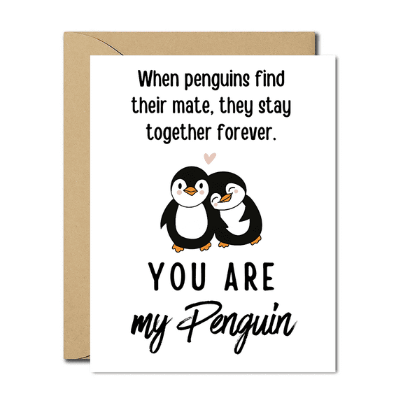 You Are My Penguin Card – Cute Penguin Couple Design – Perfect for Valentine's Day, Anniversaries, or Just Because – Envelope Included