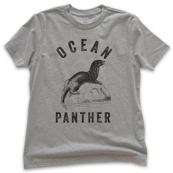 Kids Ocean Panther Seal Shirt, Youth Kids Boy Girl T-Shirt, Seal Shirt, Funny Animal Shirt, Dark Heather Gray, Medium