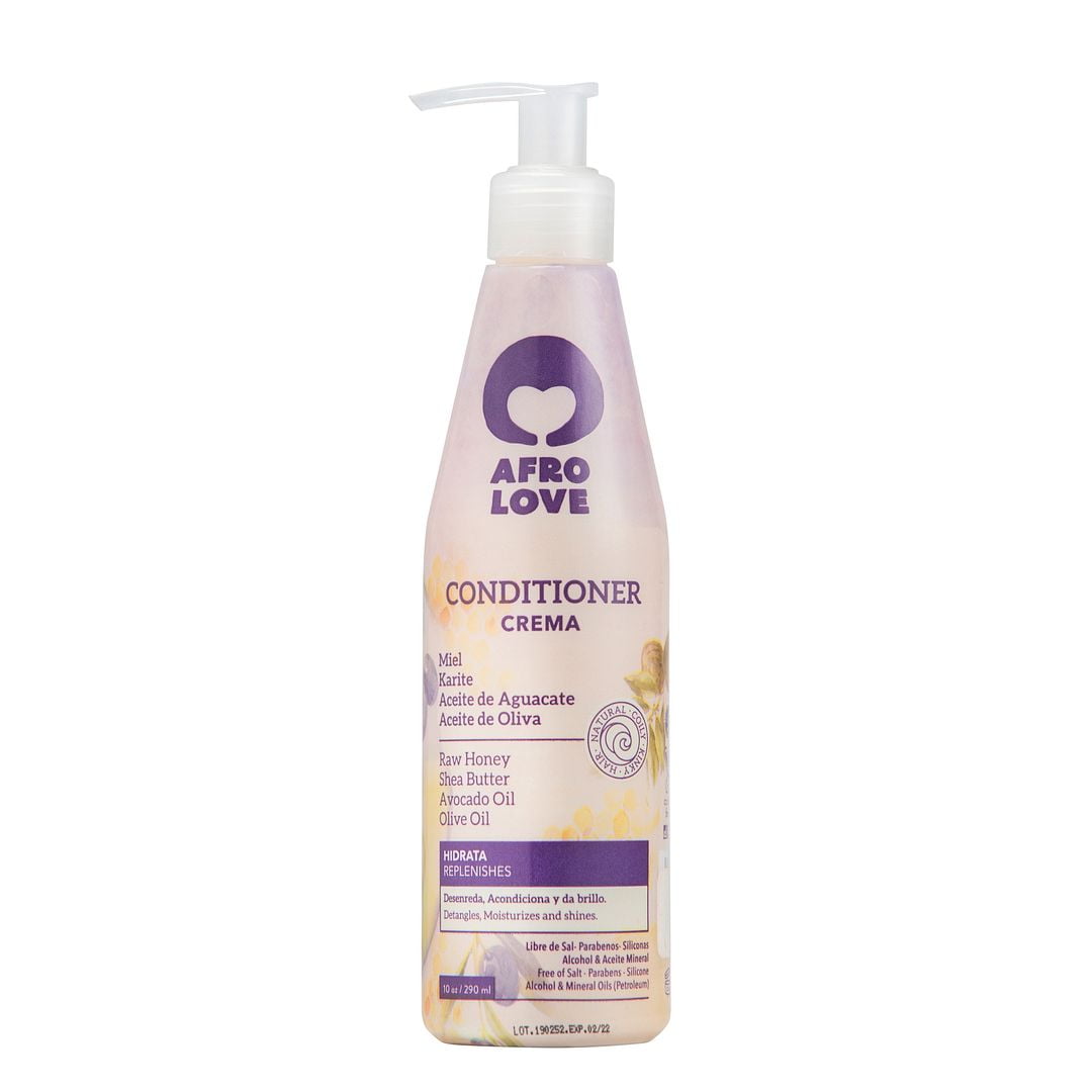 Afro Love Hair Conditioner 10 fl.oz.-Free of salt, sulfate, parabens, formaldehyde. Contains: natural elements such as Mint, Eucalyptus, Shea Butter, Aloe Vera, Honey and several Natural Oils