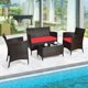 thumbnail image 4 of Conjunto de muebles al aire libre Costway 4 Piezas Ratan PE cojines patio Marrón Mezclado rojo, 4 of 7