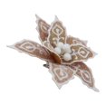 thumbnail image 3 of Clip Holiday Time 17 cm  Flor de Nochebuena Dorado con Blanco, 3 of 4