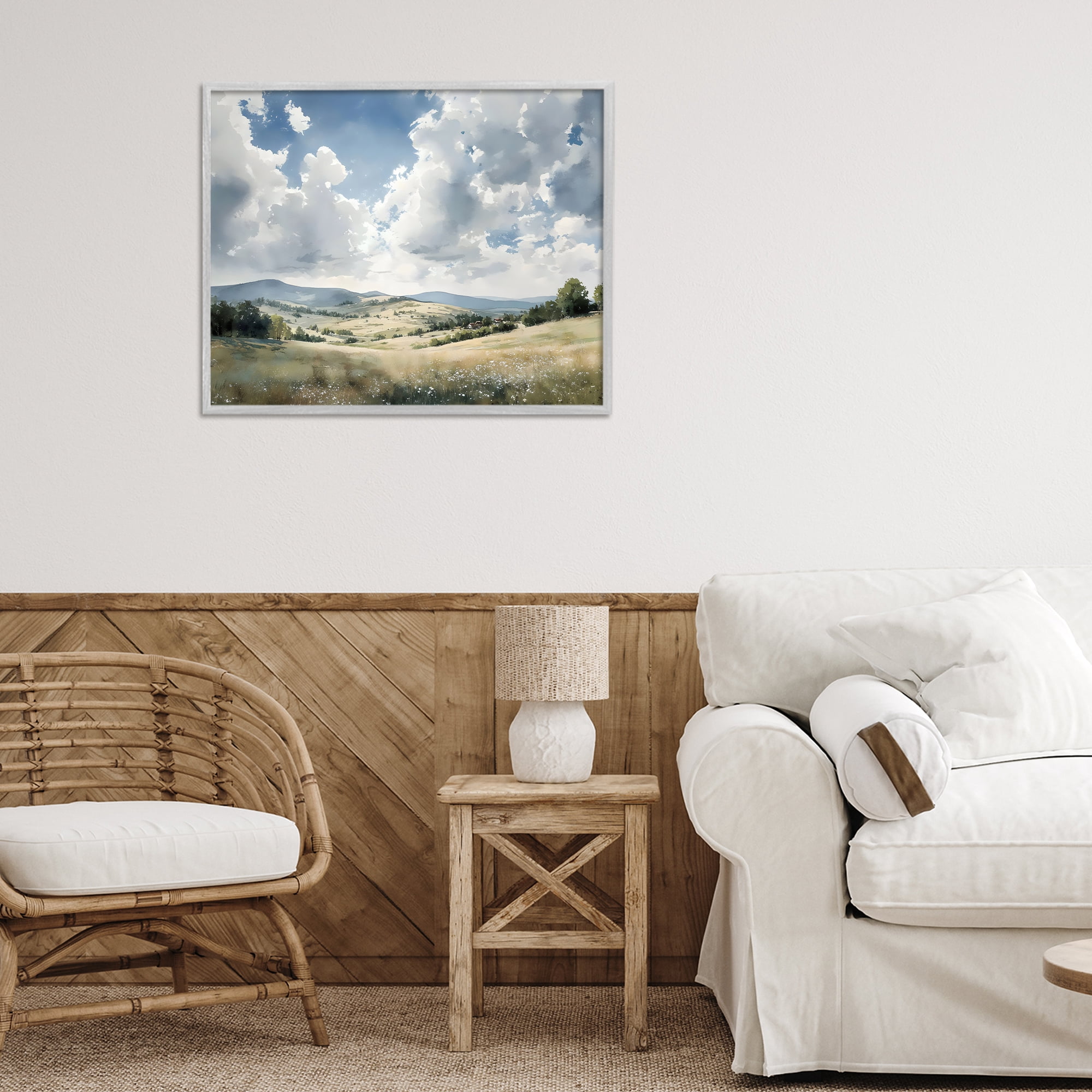 Stupell Industries Cloudy Hills Meadow Gray Framed Giclee Art, design by Franklyn Gregory