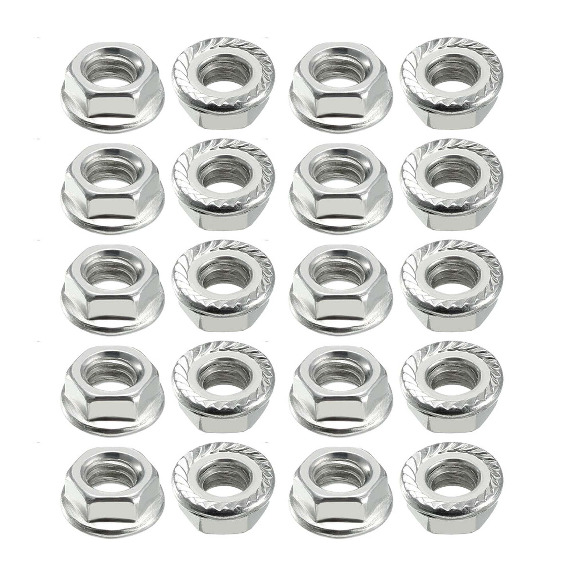 M6 Serrated Flange Hex Lock Nuts Carbon Steel 20 Pcs