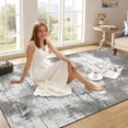 thumbnail image 6 of Modern Abstract 5x7 Area Rug, Washable Non Slip Soft Low Profile Indoor Rug, Textured Neutral Floor Rug for Living Room, Bedroom, Dining Room & Office, Brown, 6 of 13