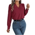 thumbnail image 2 of Aloohaidyvio Long Sleeve Tops,Women's Fashion Casual Winter Long Sleeve Lapel Shirt Blouse Top, 2 of 3