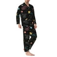 thumbnail image 2 of Susaid Galaxy Print Men's Long Sleeve Pajama Set, Two-Piece Button-Down Loungewear PJs Set, Comfortable Sleepwear for Relaxation-XX-Large, 2 of 7