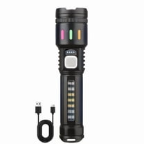 Rechargeable Aluminum Alloy Flashlight - Black | with Three Level Lights Adjustments | Durable and Waterproof Torch Light for Camping, Hiking and Outdoors | Compact & Portable LED Torch