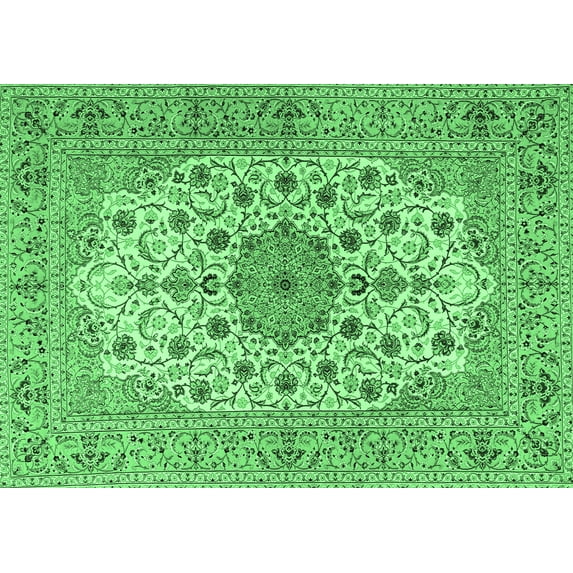 Ahgly Company Indoor Rectangle Persian Emerald Green Traditional Area Rugs, 8' x 12'