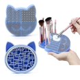 thumbnail image 1 of Almohadilla de limpieza de brochas de maquillaje de silicona 3 en 1, estante de secado de brochas de maquillaje desmontable de la almohadilla de limpieza, herramienta de lavado de maquillaje portátil (azul) - Aespa oso de fresa Electrónica, 1 of 4