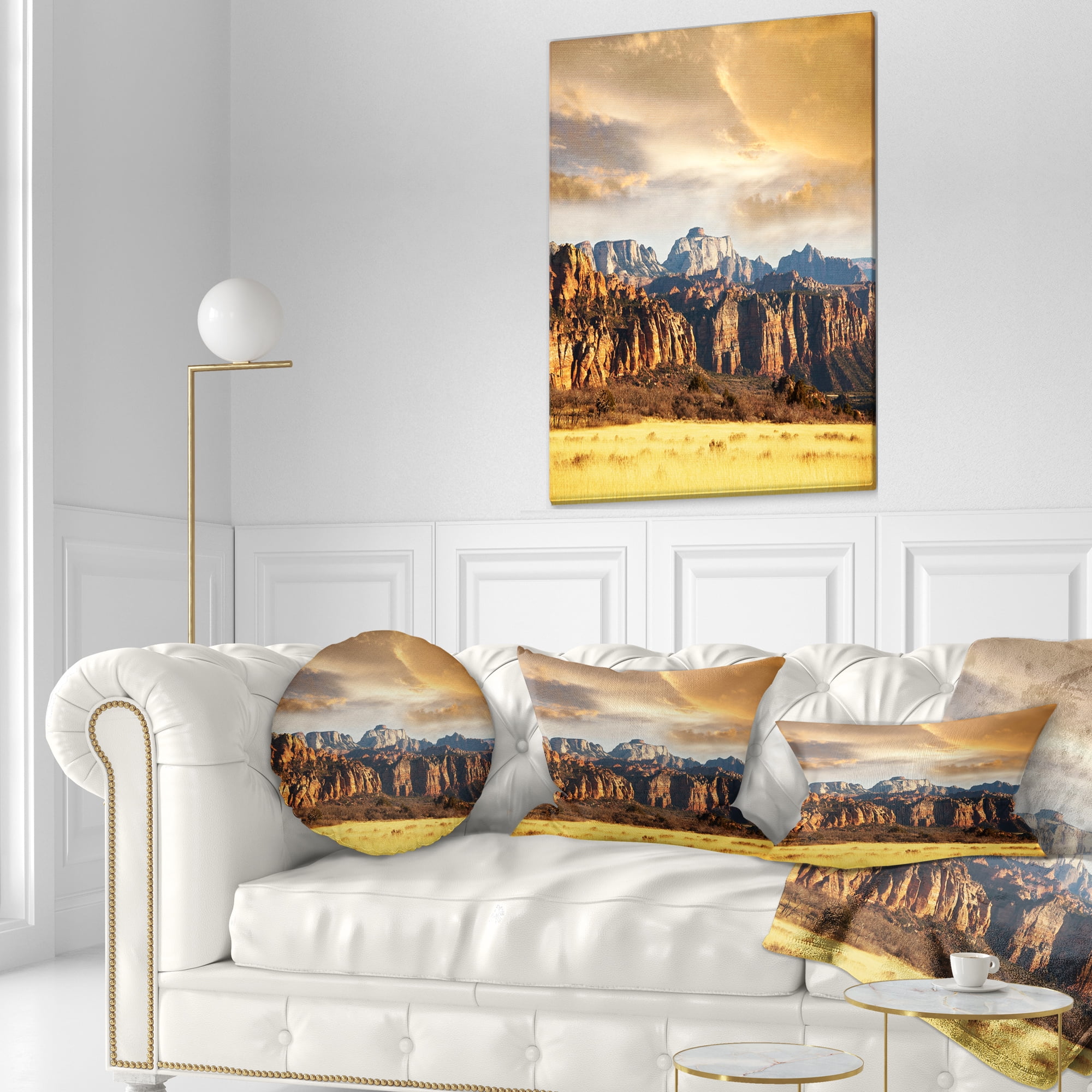 Designart Zion National Park Utah Usa - Landscape Printed Throw Pillow - 12x20