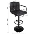 thumbnail image 4 of Leopard Adjustable Bar Stools with Armrest, Square Back Swivel Double Stitching with Back Bar Stool, Set of 2 (Black + Black Base), 4 of 10
