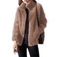 thumbnail image 3 of Sherpa Fleece Jackets for Women Casual Solid Long Sleeve Zipper Hooded Plush Coat Winter Warm Sweater Tops, 3 of 5